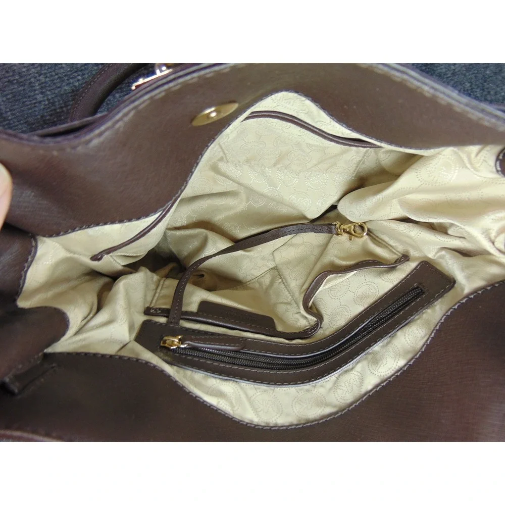 Michael Kors Hamilton Tote Purse Plum Saffiano‎ Leather Lock Key Handbag
